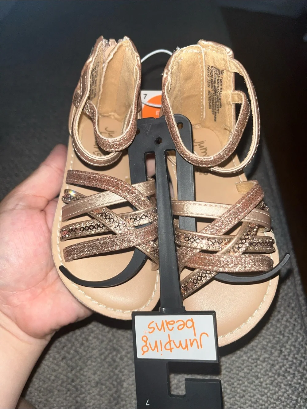jumping beans Rose Gold Glitter Strappy Sandals for Toddlers